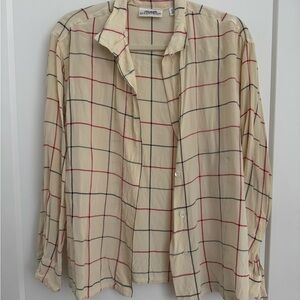 Ellen Tracy Beige Checkered Men's Shirt